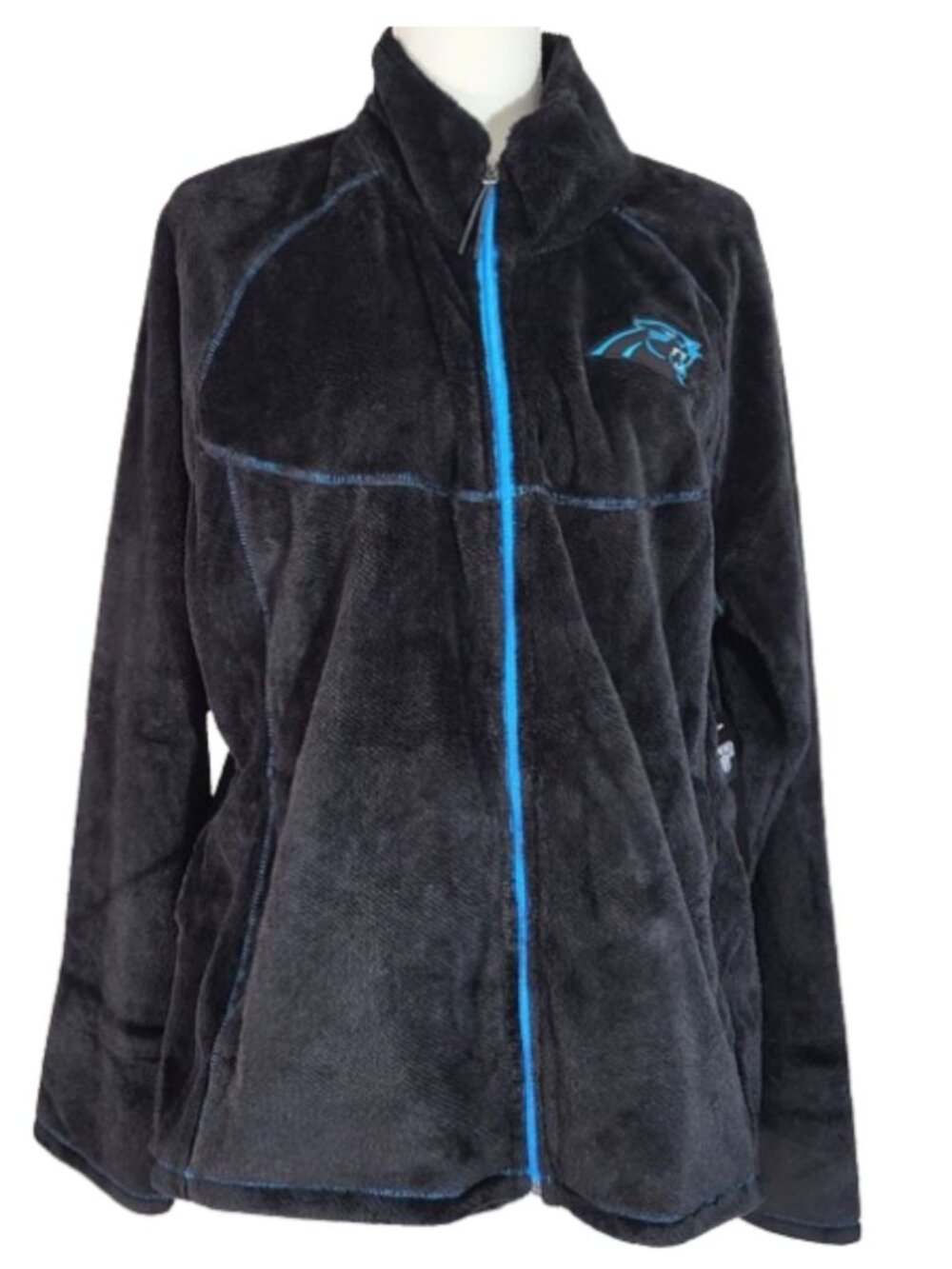 NFL TEAM APPAREL Carolina Panthers Black Fleece Full-Zip Jacket NWT Women's XXL